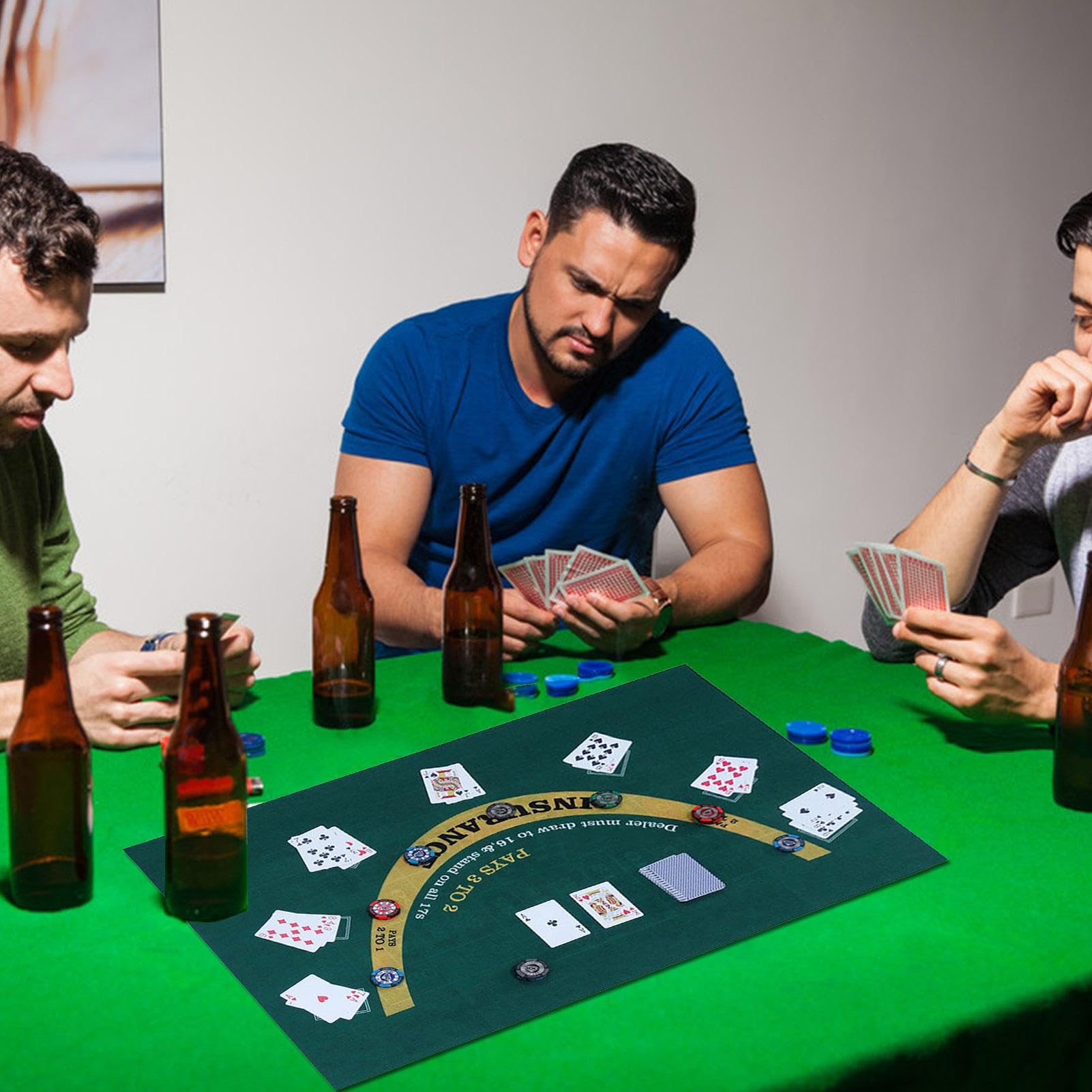 Pokermatte, Pokertischauflage Texas Hold'em Pokerteppiche, 60 X 90cm Doppelseitige Poker-Layout-Matte, Blackjack Und Texas Hold'em Erhältlich Tischmatte, Craps, Filz Roulette Matte Rutschhemmend
