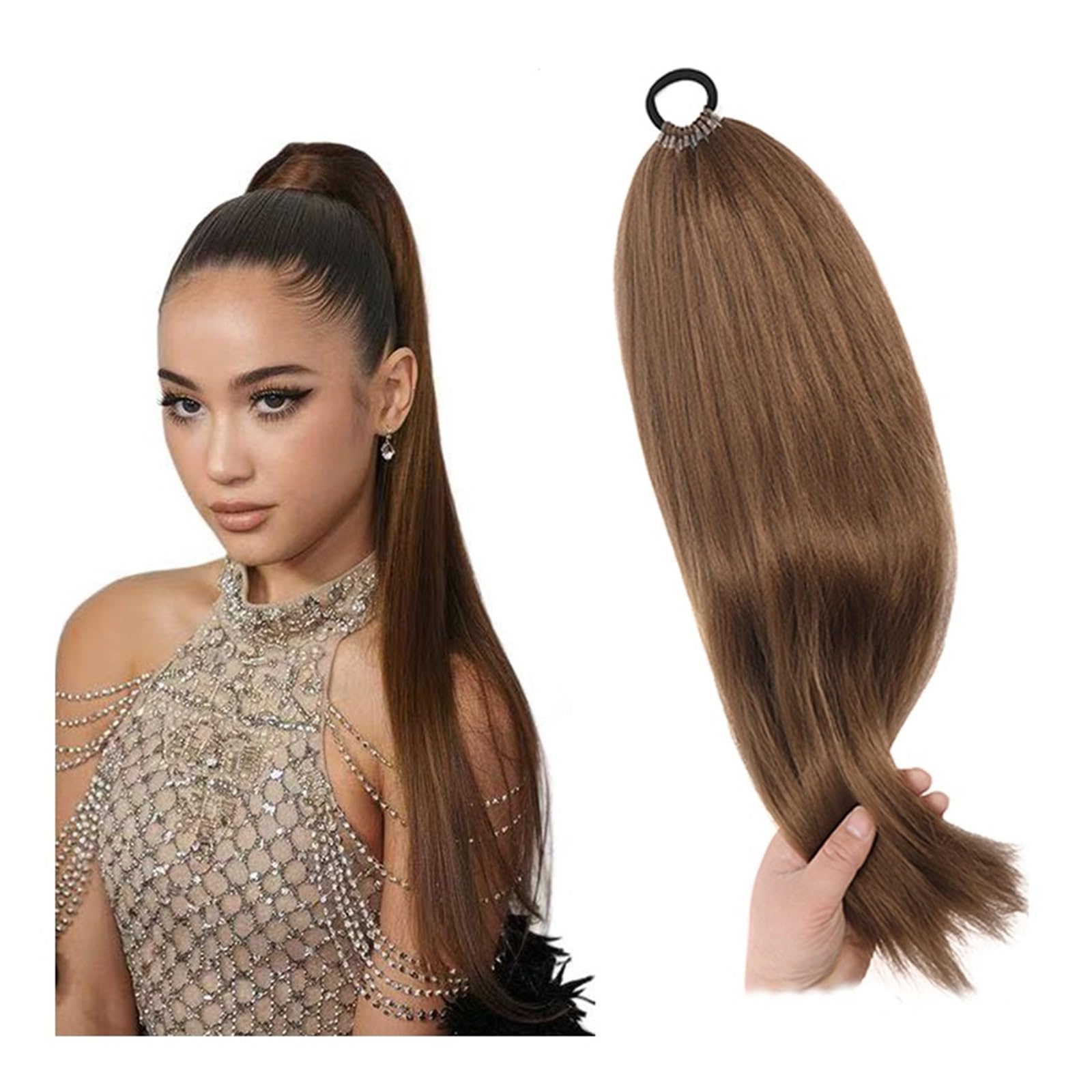 Postiche Postiche queue de cheval tressée for femme, synthétique, lisse, enroulée, longue Naturel(8)