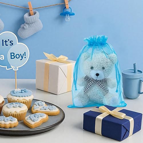 Miniatura 61 de ANZNKU Paquete de 50 bolsas de organza pequeñas de malla de 4 x 6 pulgadas, bolsa de regalo dorada de primera calidad con cordón, bolsa de malla