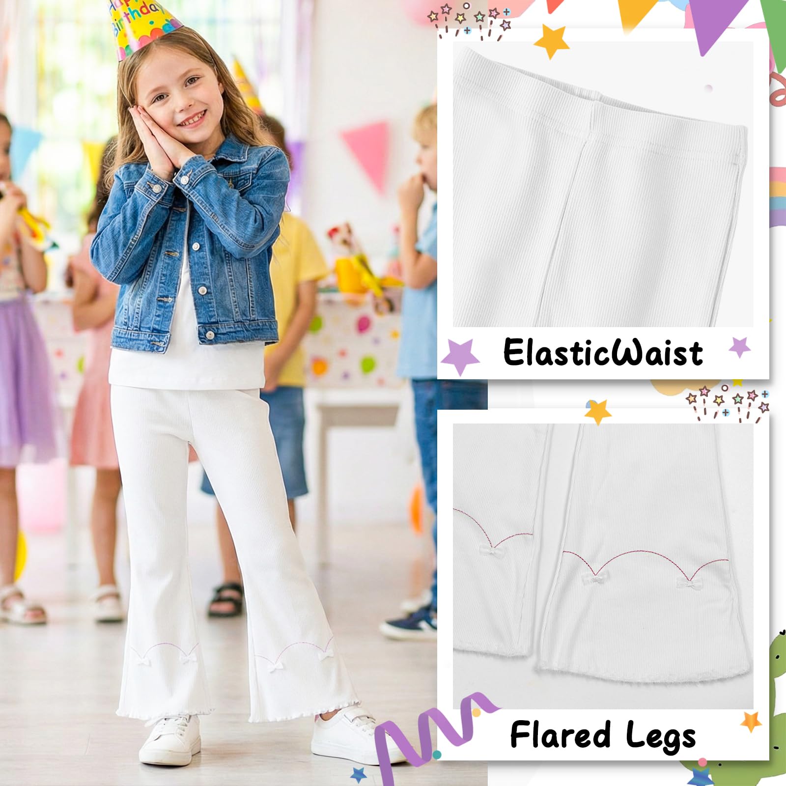 Leggings Acampanados para Niñas Algodón Bootcut Elásticos Pantalones Acampanados Largos Campana Pantalón Cintura Alta Mallas Yoga Ocio Correr Primavera Otoño para Infantiles 3-11 años