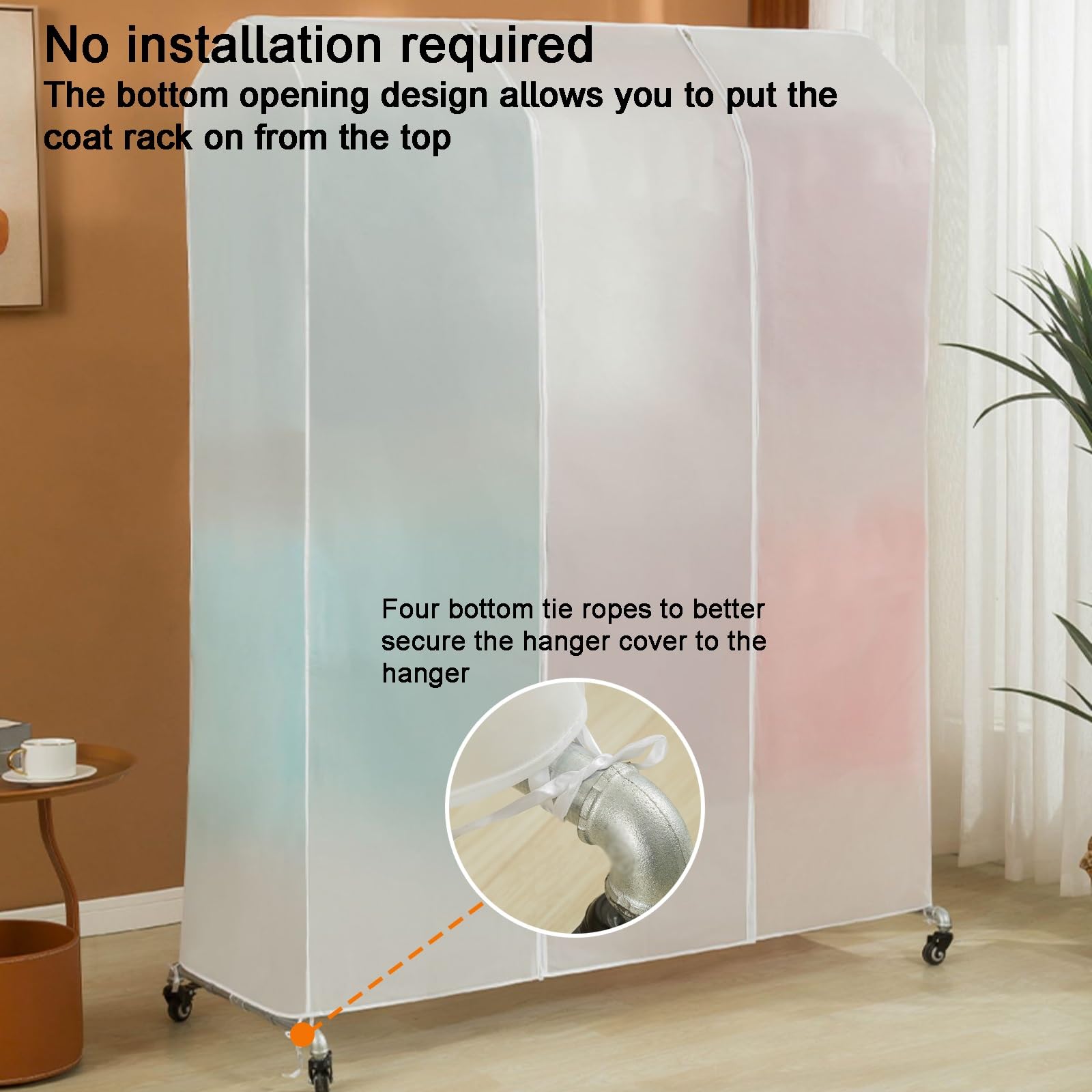 Copriabiti, Copriabiti Antipolvere con Gruccia a Doppia Barra, Copriabiti Trasparenti in Plastica Che Proteggono Dalla Polvere, con Doppie Cerniere, Adatti per Abiti(160*90*150cm/63*35*59in)