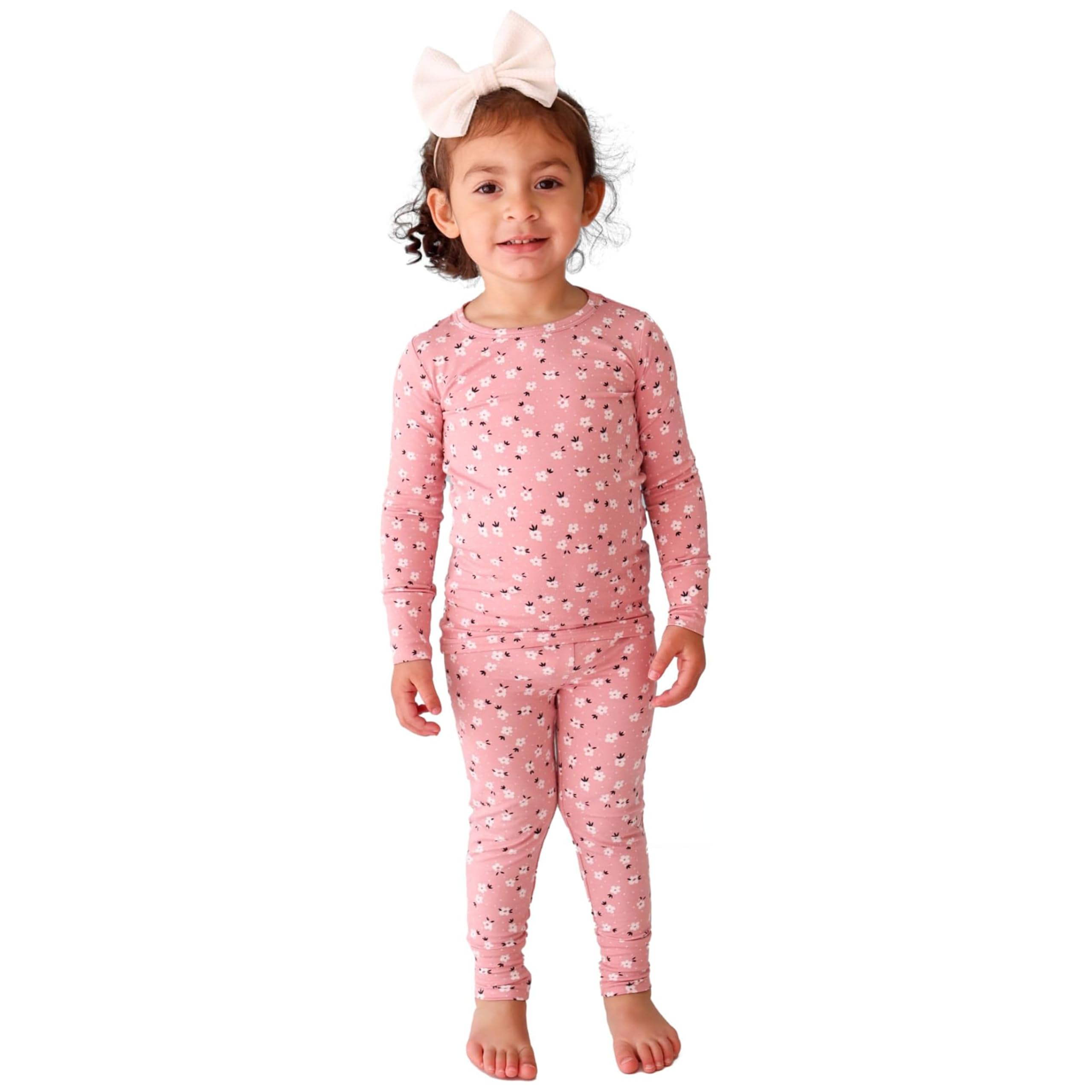 Posh PeanutPajamas Set - Kids Two Piece Girls PJ - Toddler Sleepers Little Girl Clothes - Soft Viscose Bamboo - Easy Care