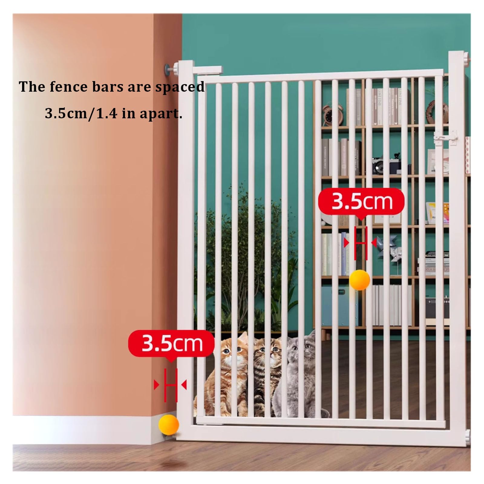 Cancello espandibile per cani, cancello per cani con porta passante, cancello indipendente per cani, 100 cm, cancello per scale pieghevole, per porte, interni, casa, cortile