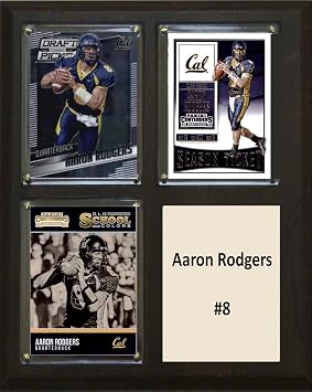 C&I Collectables NCAA California Golden Bears Mens Aaron Rodgers Three Card Plaque, Brown, 8"X10"