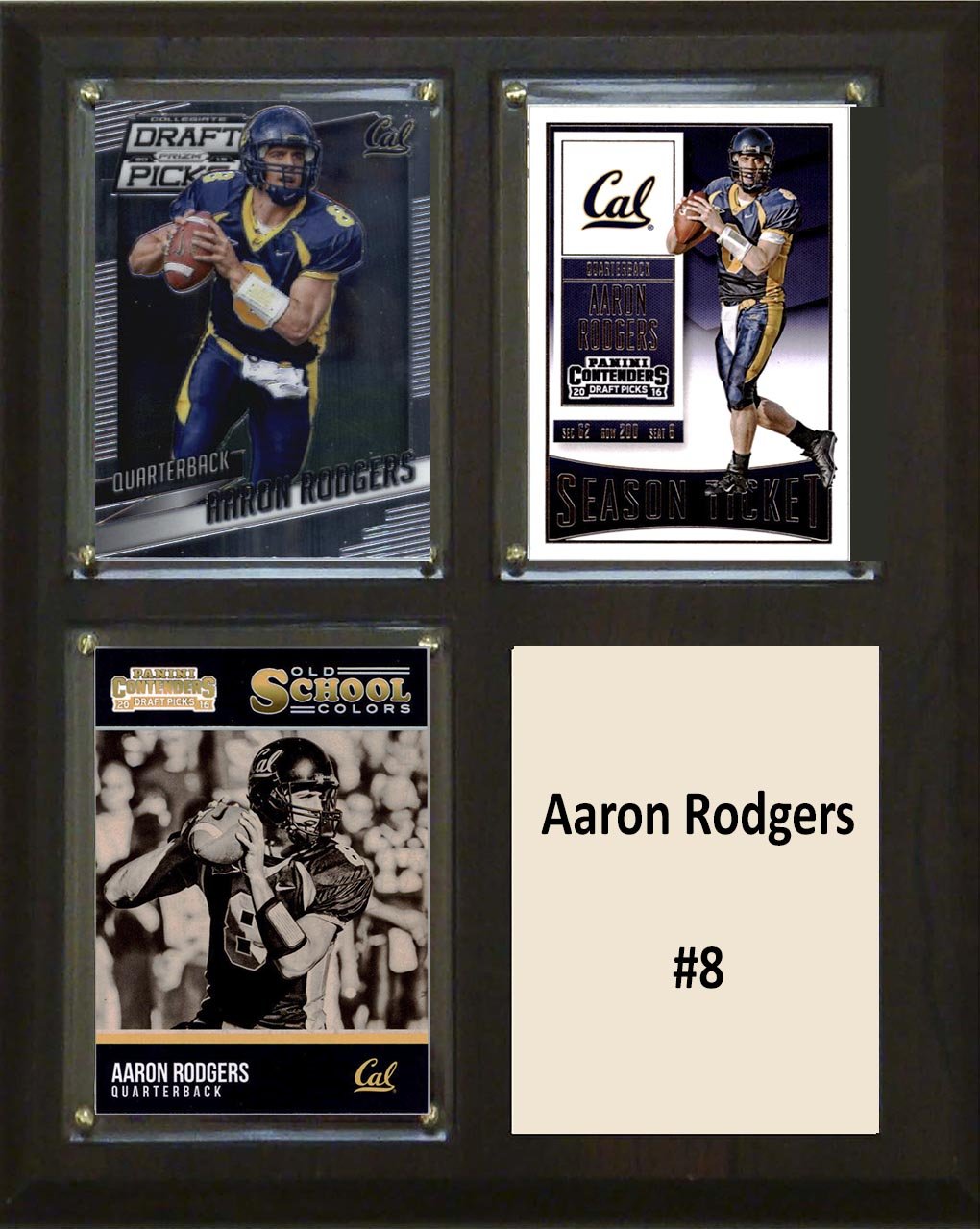 C&I Collectables NCAA California Golden Bears Men's Aaron Rodgers Three Card Plaque, Brown, 8