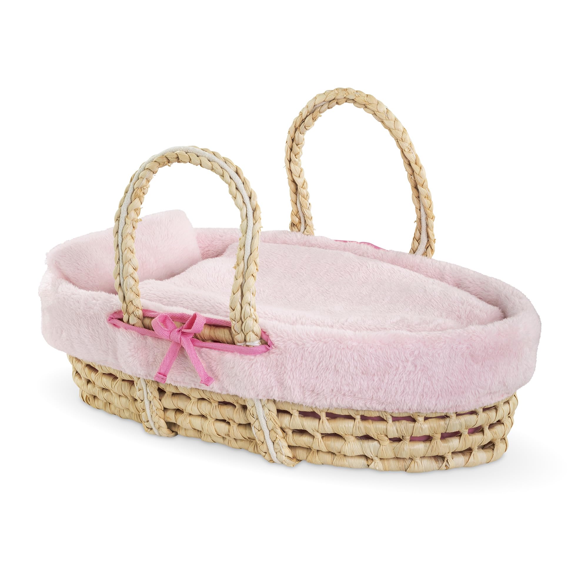 Corolle - Ensemble Couffin Peluche Rose, Accessoire, pour Poupons 36 et 42cm, dès 3 Ans, 9000141850