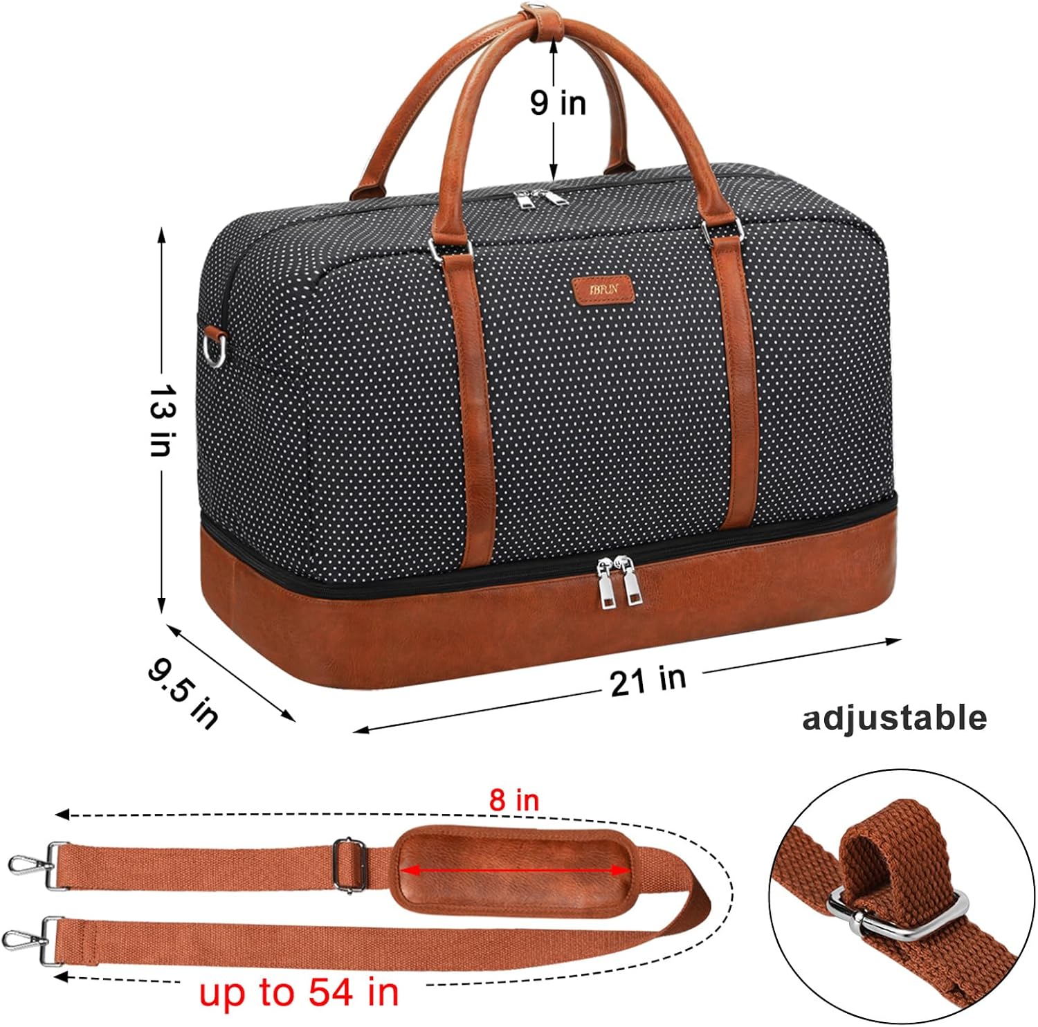 IBFUN Weekender Bags for Women, 21" Weekender Travel Bag, Travel Duffle Bag with Shoe Compartment Carry on Overnight Duffel Bag for Weekend Travel Business Trip