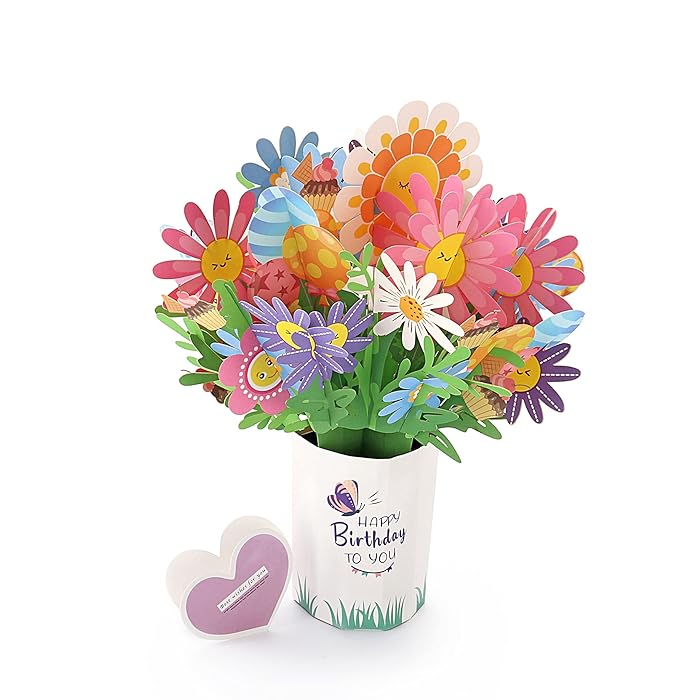 Buy Pop Up Flower Bouquet, 3D Paper Flower Card for Mom Dad Girlfriend Boyfriend Grandparents