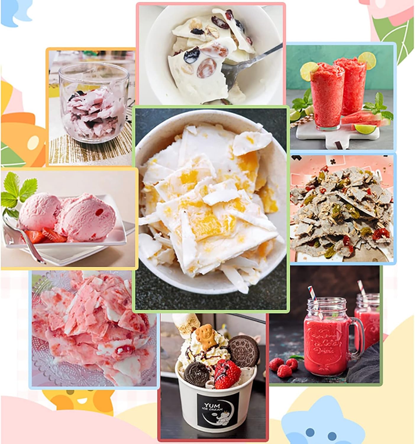 シャーベットメーカー 家庭用の子供の揚げアイストレイ DIY. 揚げヨーグルトマシンステンレススチールフルーツアイスクリーム機械 (