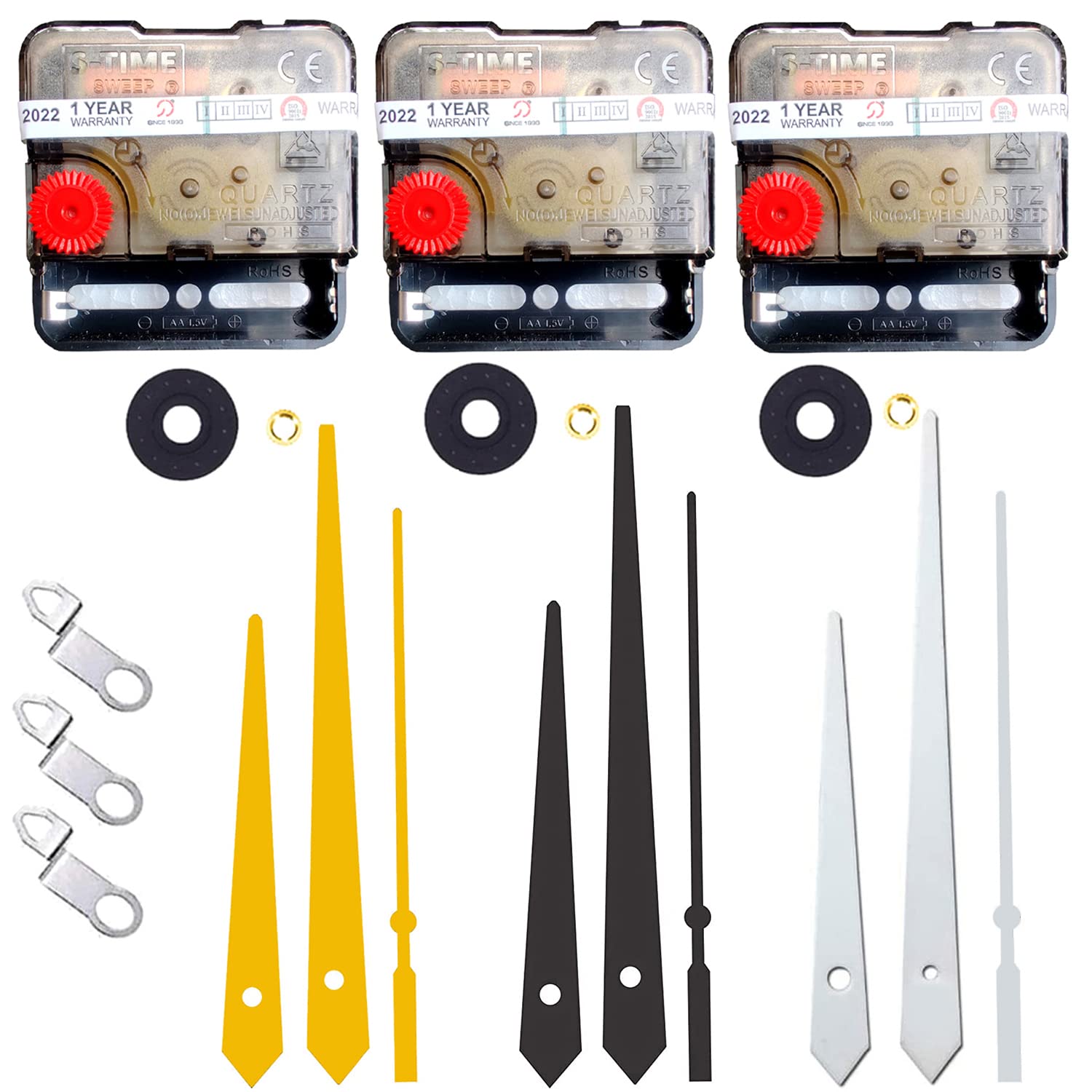 QEWINOX® A Product of SONAM Sweep & Silent Movement Machine for Wall Clock (Made in India 100%) (1 Gold,Black,Silver,)