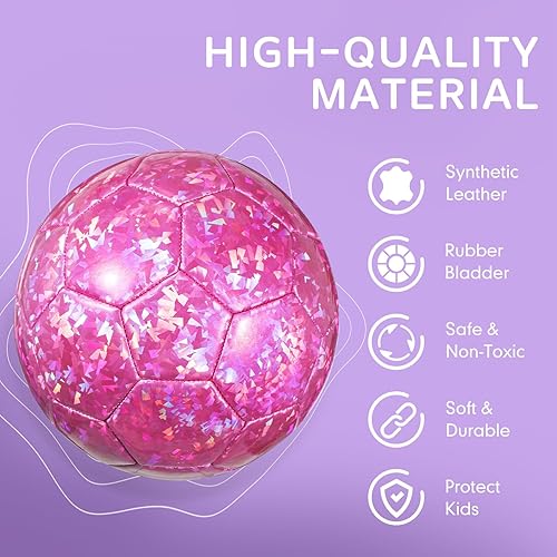Miniatura 4 de Deekin 2 pelotas de fútbol de interior para niños, tamaño 2, tamaño 3, con bomba de inflador, regalo deportivo para entrenamiento y práctica