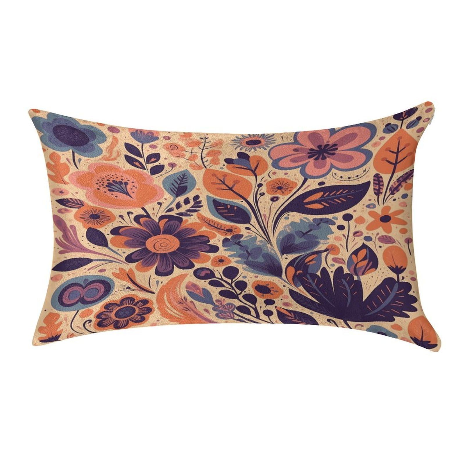 Fekiloot Style Orange And Purple Flowers Pillow Covers Home Decor Pillow Cases