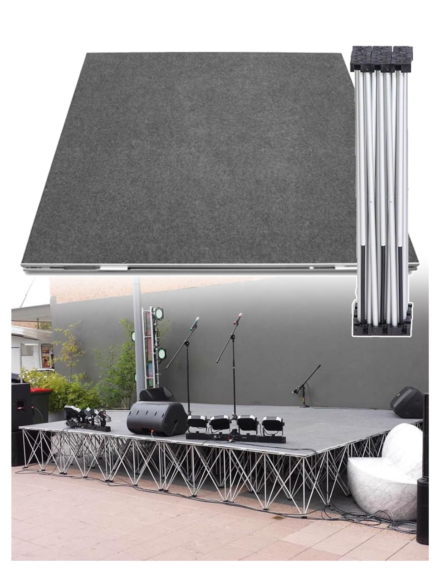 Piattaforma modulare pieghevole da palcoscenico - Ponte prestazioni collegabile per eventi, intrattenimento, concerti e attività all'aperto - Soluzione palcoscenica portatile e versatile