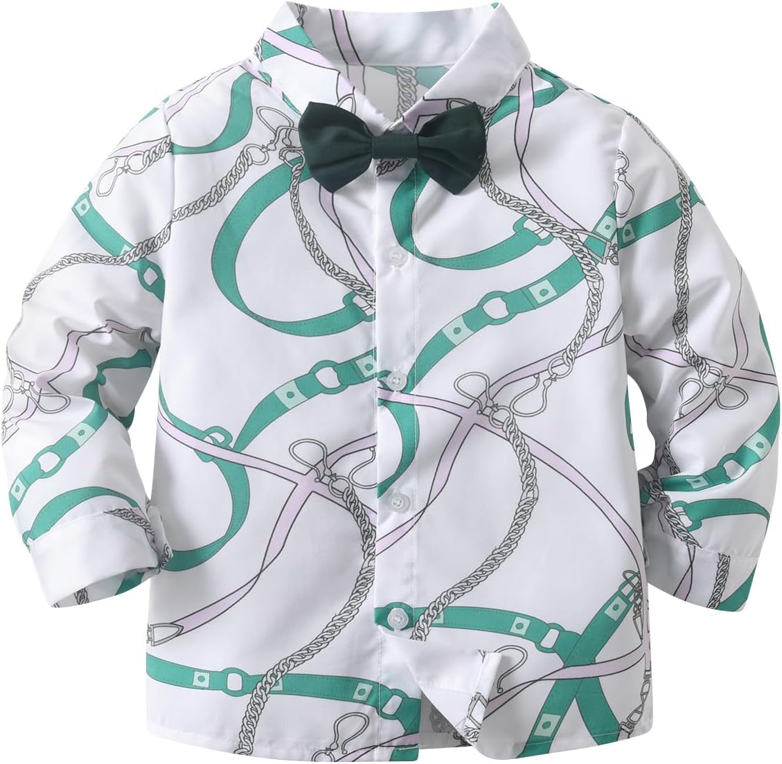 Boarnseorl Baby Boys Pants Sets,Toddler Gentleman Outfits, Infant Long Sleeve Shirt + Pants + Bow Tie + Suspenders - Image 4