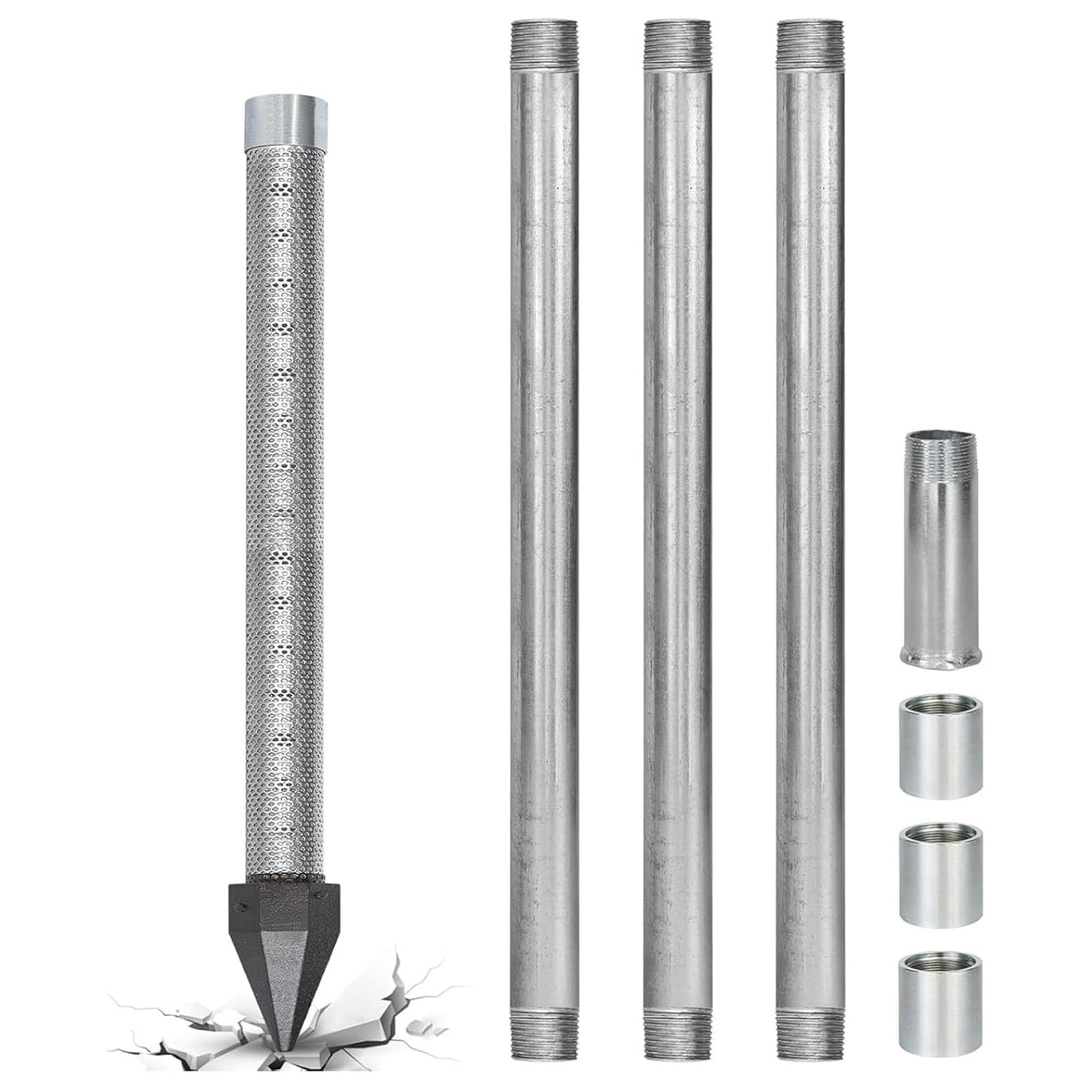 Zestaw Do Studni 1-1/4", Iglica Do Studni Ze Stali Nierdzewnej 36", Filtr 60 Mesh z Rurami Ocynkowanymi i Nasadką Udarową, Kompatybilny z Pompą Ręczną(4m(12.9Ft))