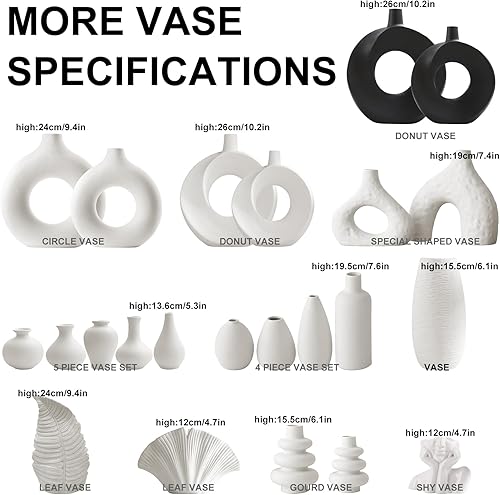 Miniatura 5 de Ceramic Vases Set of 2, Off-White Creative Vase, Ceramic Vase for Pampas Grass, Home Decor Accessories Living Room, Dried Flower Vase, Boho Vase,