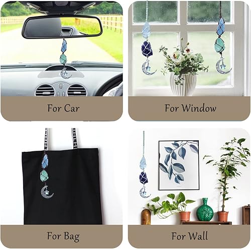 Miniatura 7 de Adornos colgantes de cristal hechos a mano para ventana de automóvil, espejo retrovisor, decoración del automóvil, piedra en bruto, cristales