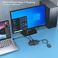 Vista 3 de Interruptor USB 3.0, Conmutador USB 2 Computadoras Comparten 3*USB 3.0 y 1*USB C con Control Remoto para PC Ratón Teclado Impresora Escáner