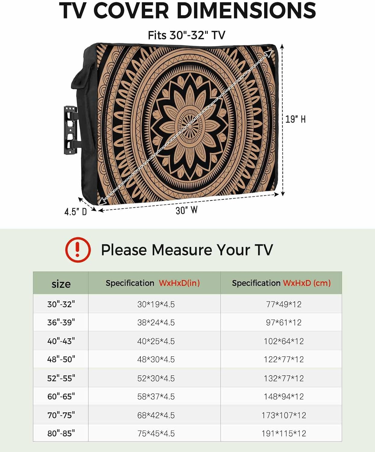 Outdoor TV Cover Circle Design Waterproof Weatherproof TV Covers for 40 to 43 Inch Outside Flat Screen TV Protector Shield 40" W x 25" H x 4.5" D