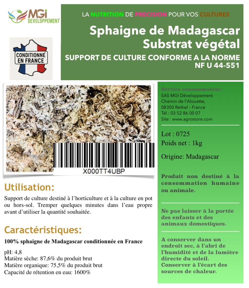 Sfagno Del Madagascar - Substrato Per Orchidee E Colture Idroponiche, Conforme A Norme NF U 44-551 - Foto 8