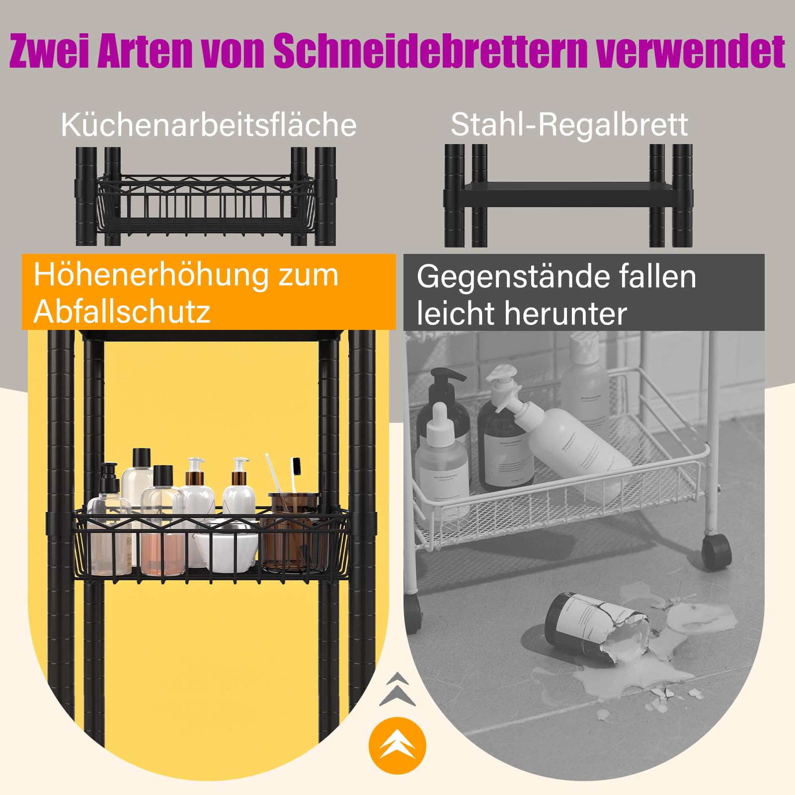 AQRA Schwarzes Metall Standregal mit Verstellbaren Böden und Haken
