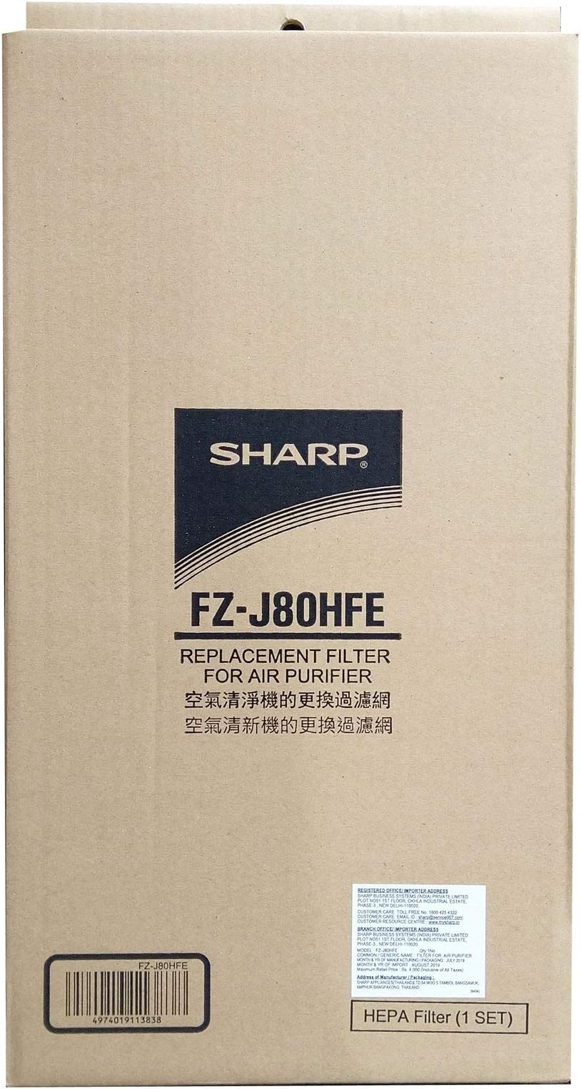 Sharp Original Replacement HEPA Filter (FZ-J80HFE) for Sharp Air Purifiers FP-J80M-H & FP-J60M-W