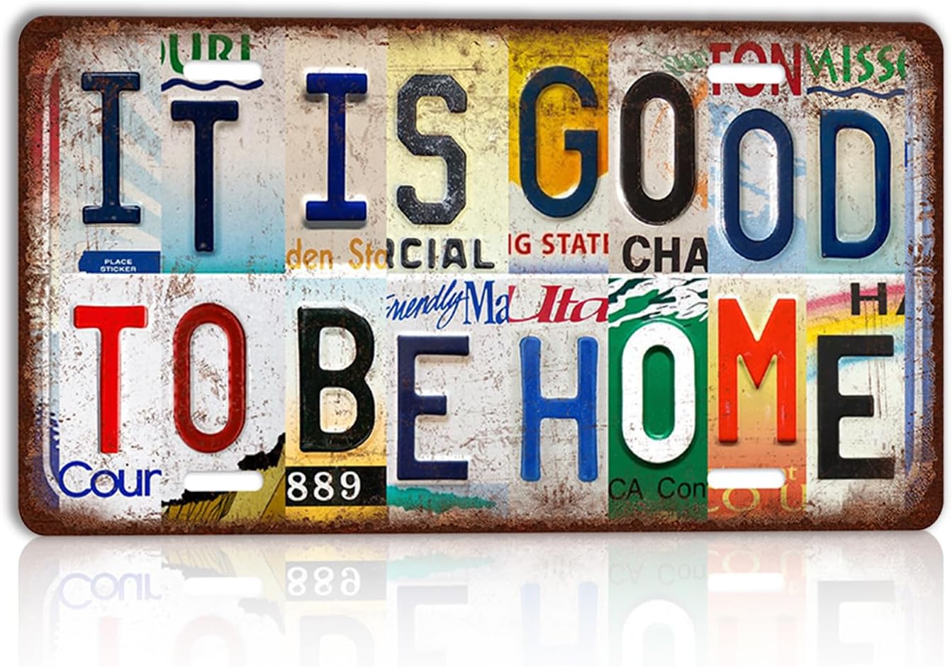 Vintage It Is Good To Be Home Wall Decor License Plate Metal Sign Tin Signs,12x6 Inch Aluminum