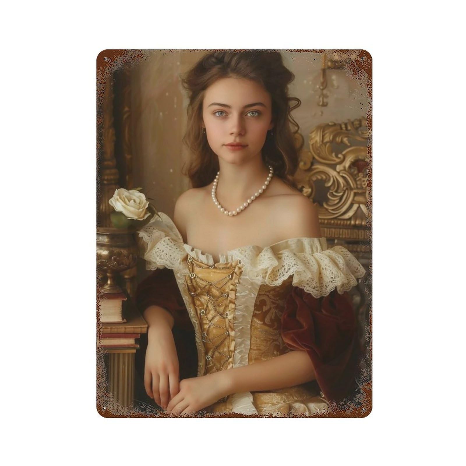 HDURYEYRYY Sepia Classical Palace Portrait 03 Wall Retro Iron Vintage Art Metal Tin Sign Poster Modern Home Cofffee Club Art Bar Shop Decor 40x30cm