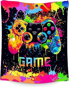 Mercuryelf Blanket for Boys Gaming Blankets Gifts - 60x80 Inch Cozy Flannel Throw for Teens Adults