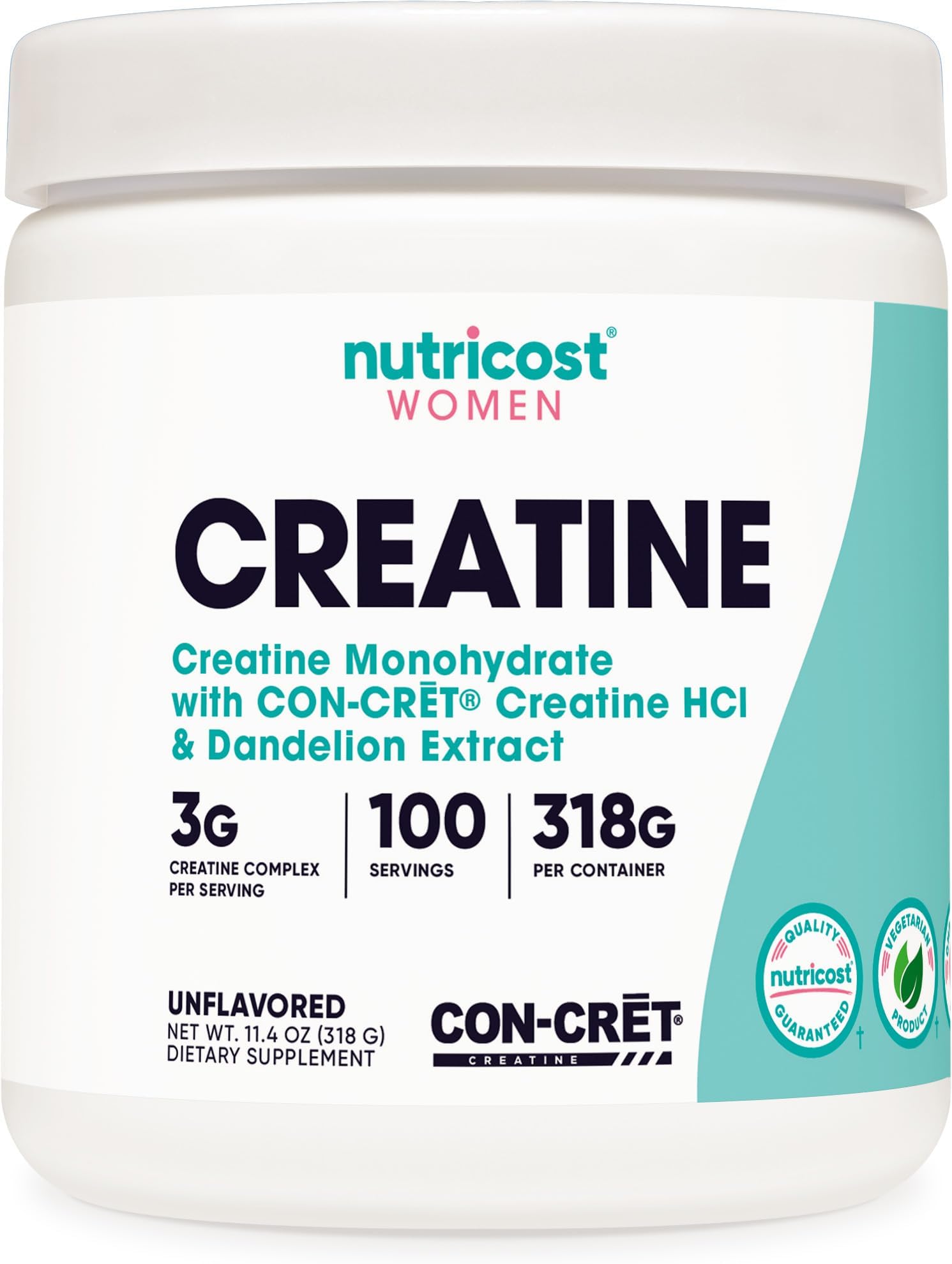 Creatine Monohydrate Powder for Women, Micronized, Unflavored, 100 Servings - Vegetarian, Non-GMO, Gluten Free