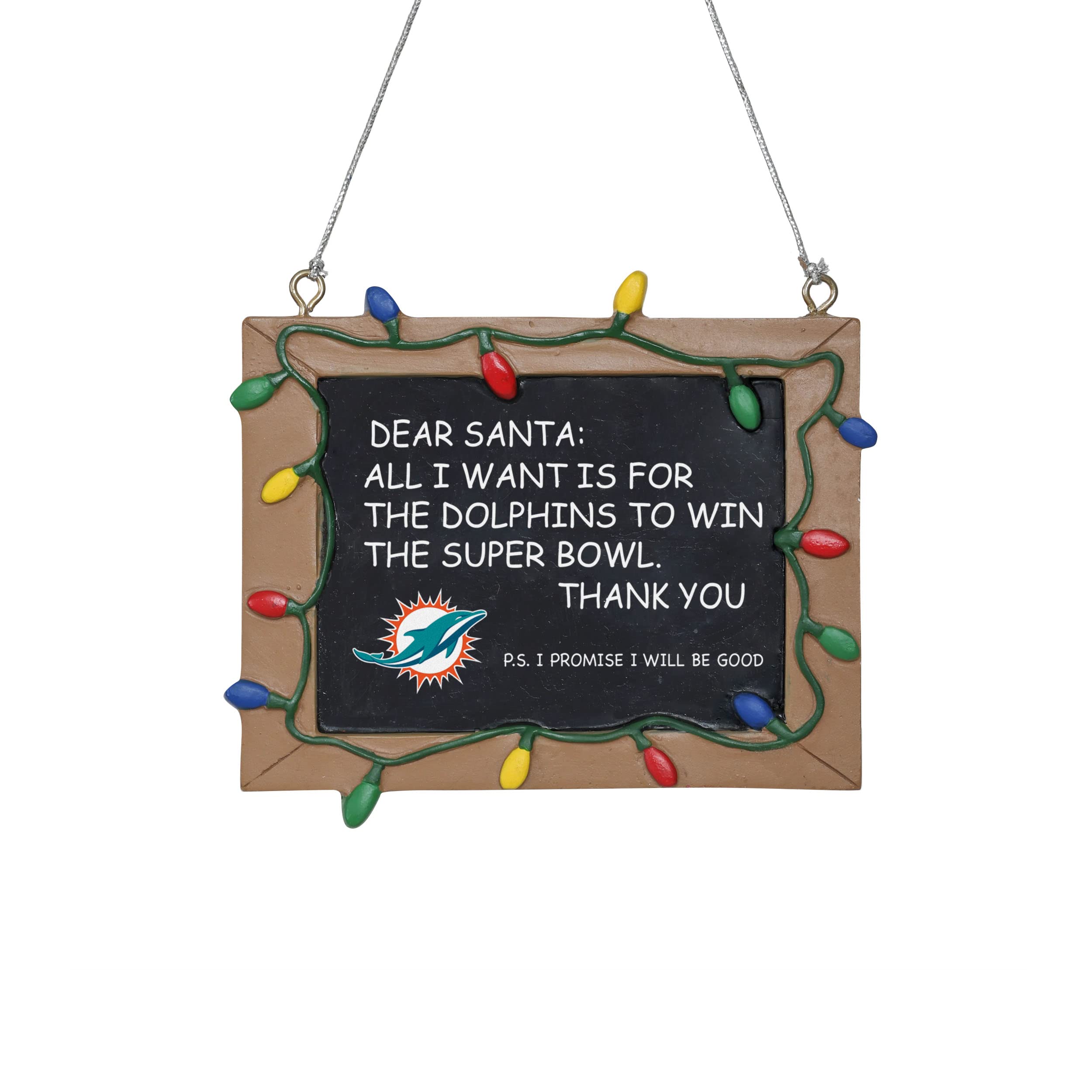 FOCO Miami Dolphins Resin Chalkboard Sign Ornament — image 1