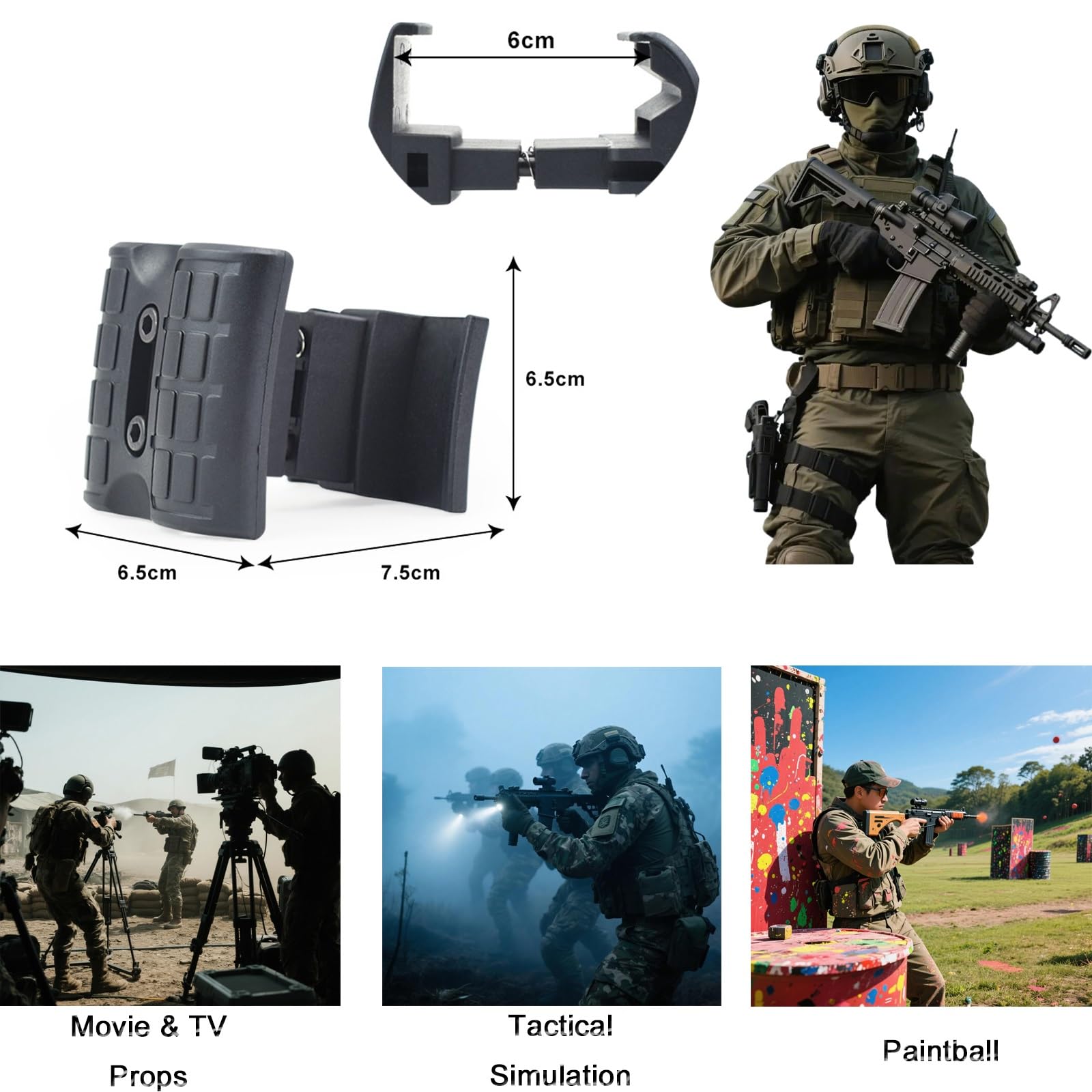 7.62 Coupleur Double Mag, Équipement de Chasse Ajustable en Nylon, Connecteur Parallèle à Chargement Rapide pour Airsoft et Range