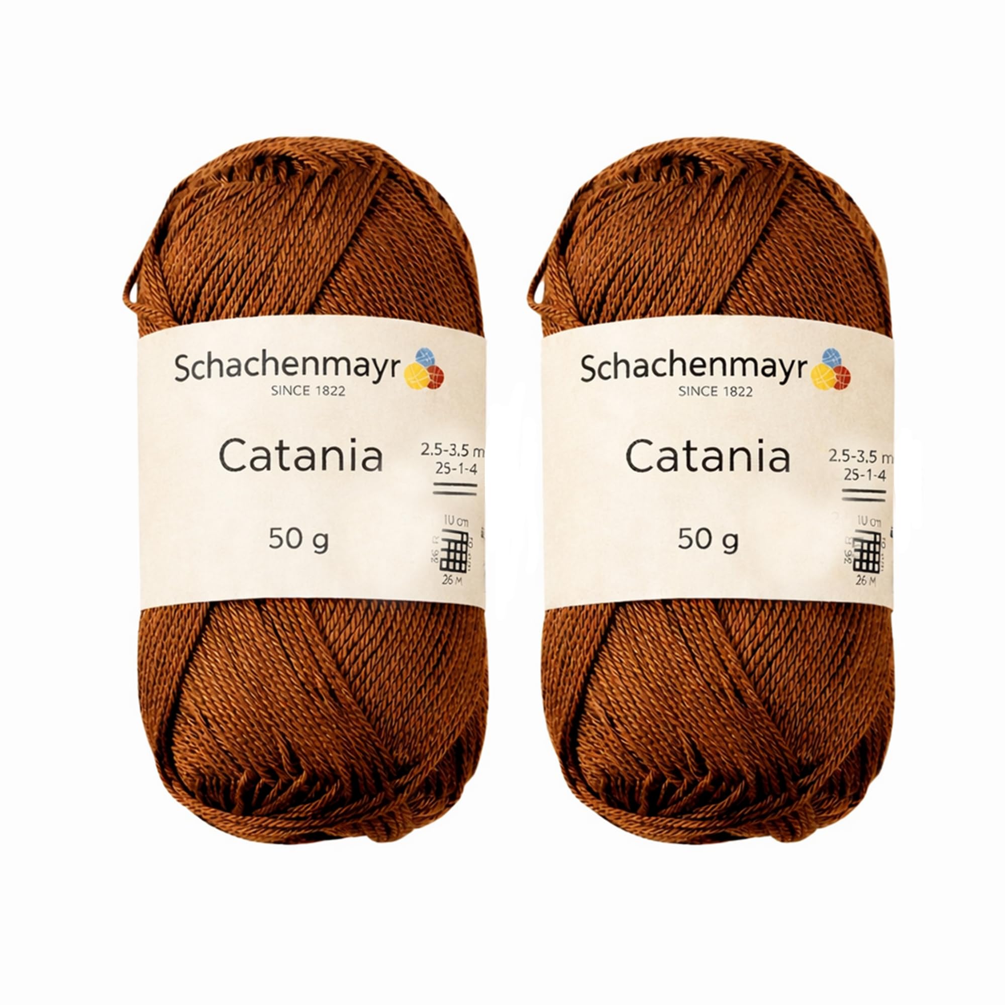 [Set of 2 Balls] SMC Catania Originals 100% Mercerised Cotton Yarn Total 100g 50g/125m Amigurumi Yarn Fine-Sport 2 (157 Chestnut)