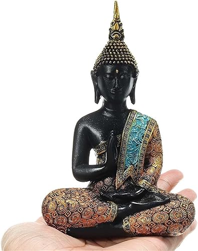 CHONSE Figura de Buda tailandesa de resina adorno de estatua de Buda tailandés decoración de mesa esculturas meditación Fengshui escultura de adorno