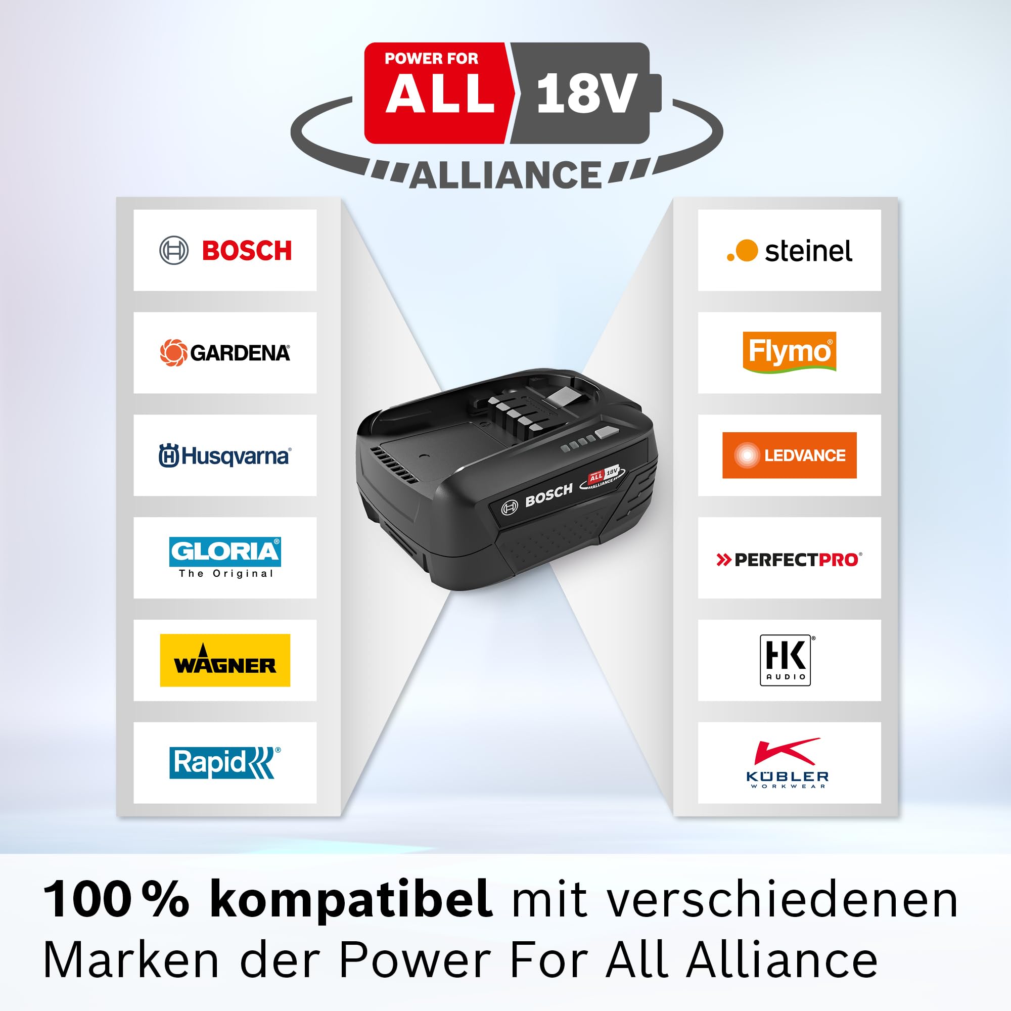 Bosch Wechselakku Power for All 18V 5.0Ah BHZUB1850, geeignet für alle kabellosen Unlimited Akku-Staubsauger, extra Lange Laufzeit, hohe Leistung, geeignet für anspruchsvolle Reinigungen, schwarz