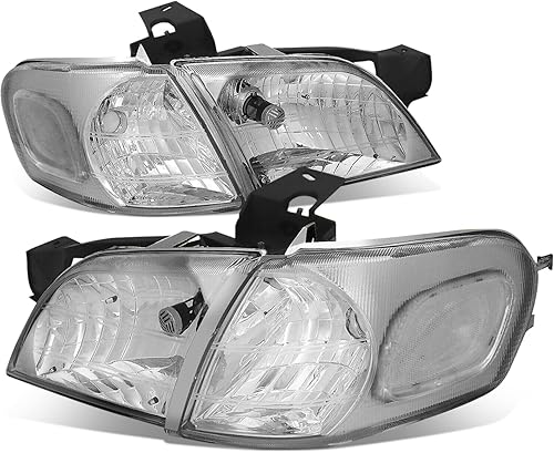 Miniatura 8 de Auto Dynasty 4 faros delanteros de esquina transparentes de carcasa negra + lámparas de esquina compatibles con Venture Silhouette Montana Trans