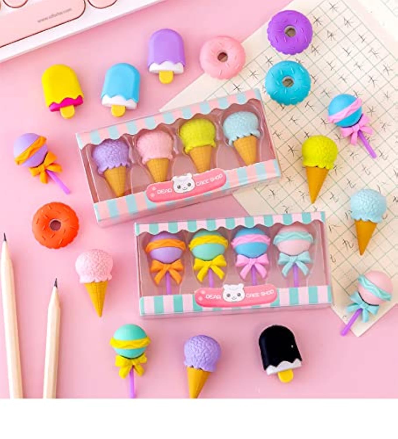 Crackles Cutest Dessert Food Erasers, Puzzle Erasers, Erasers for Kids, Fun Erasers, Gifts for Kids, Pencil Erasers (Popsicle, Ice Cream Cone, Lollipop and Donuts Total 16 Erasers) Pack of 4 (B09JM2D1HV) Amazon Price History, Amazon Price Tracker