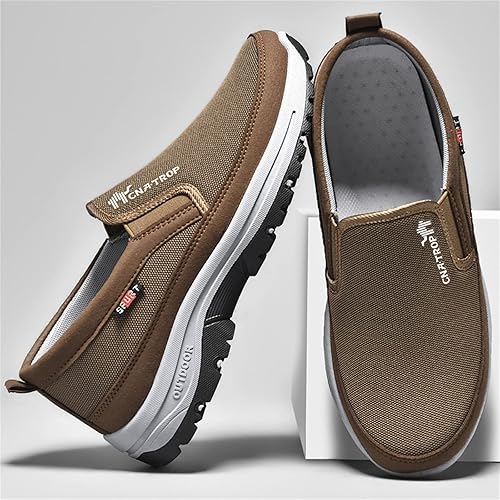 Miniatura 4 de Mocasines de lona sin cordones con soporte de arco para hombre, zapatos ortopédicos casuales para exteriores, zapatos planos para caminar y barco