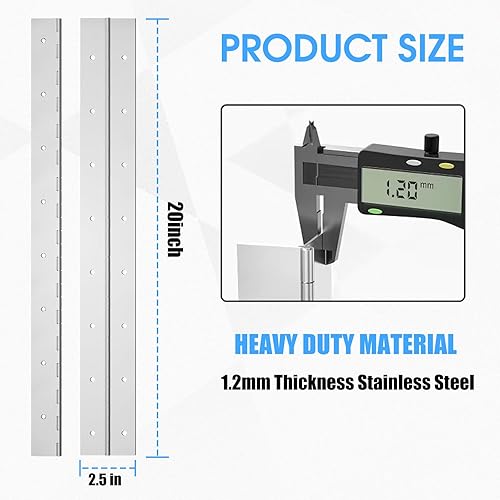 Miniatura 9 de Bisagras de piano de alta resistencia, bisagras de piano plateadas de 18 pulgadas de largo x 2-12 pulgadas de ancho, bisagras continuas de acero