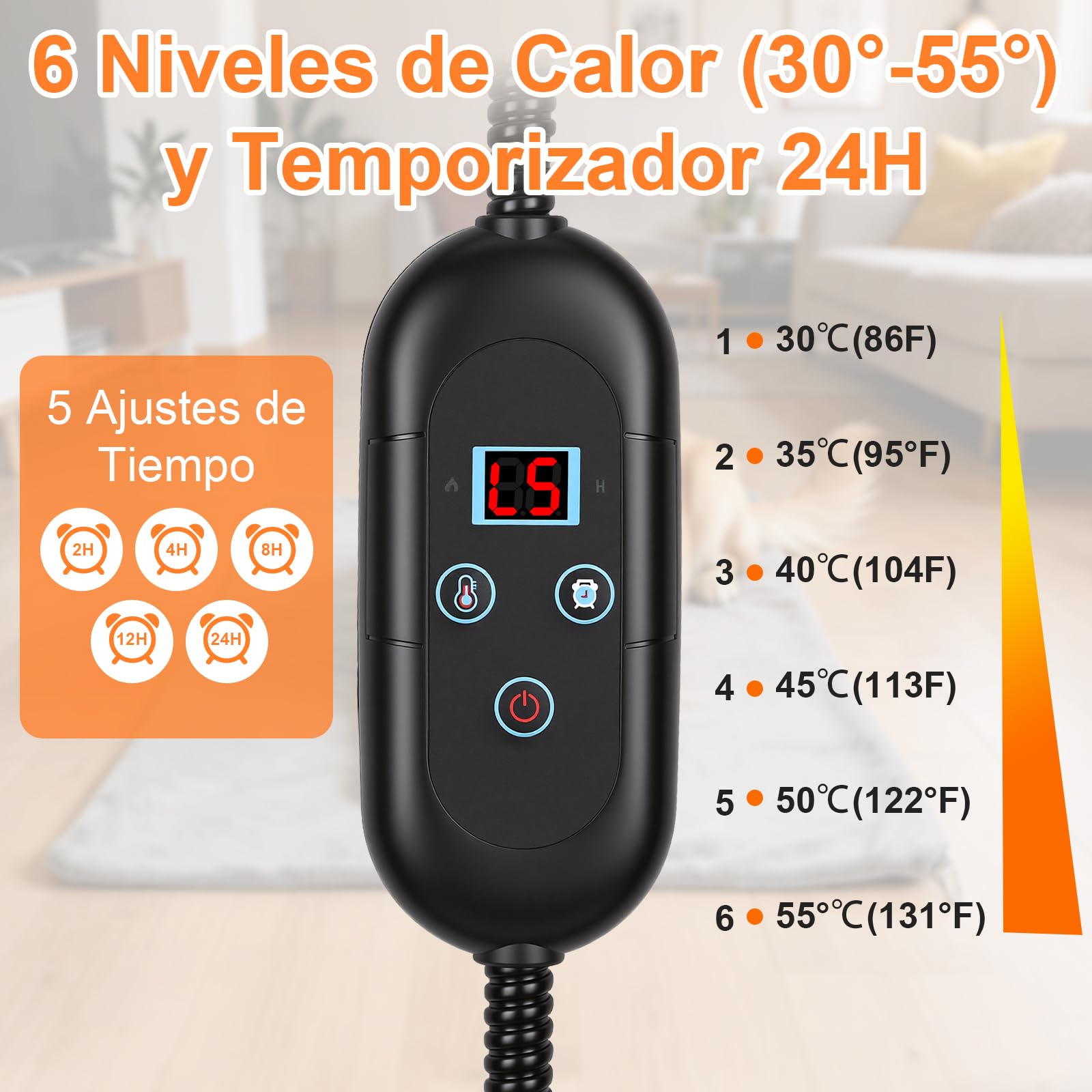 Manta Térmica para Gato Manta Electrica Mascotas Manta Electrica Perro,para Perros 6 Ajustes de Temperatura,Temporizador,Incombustible,Impermeable,40 * 50cm