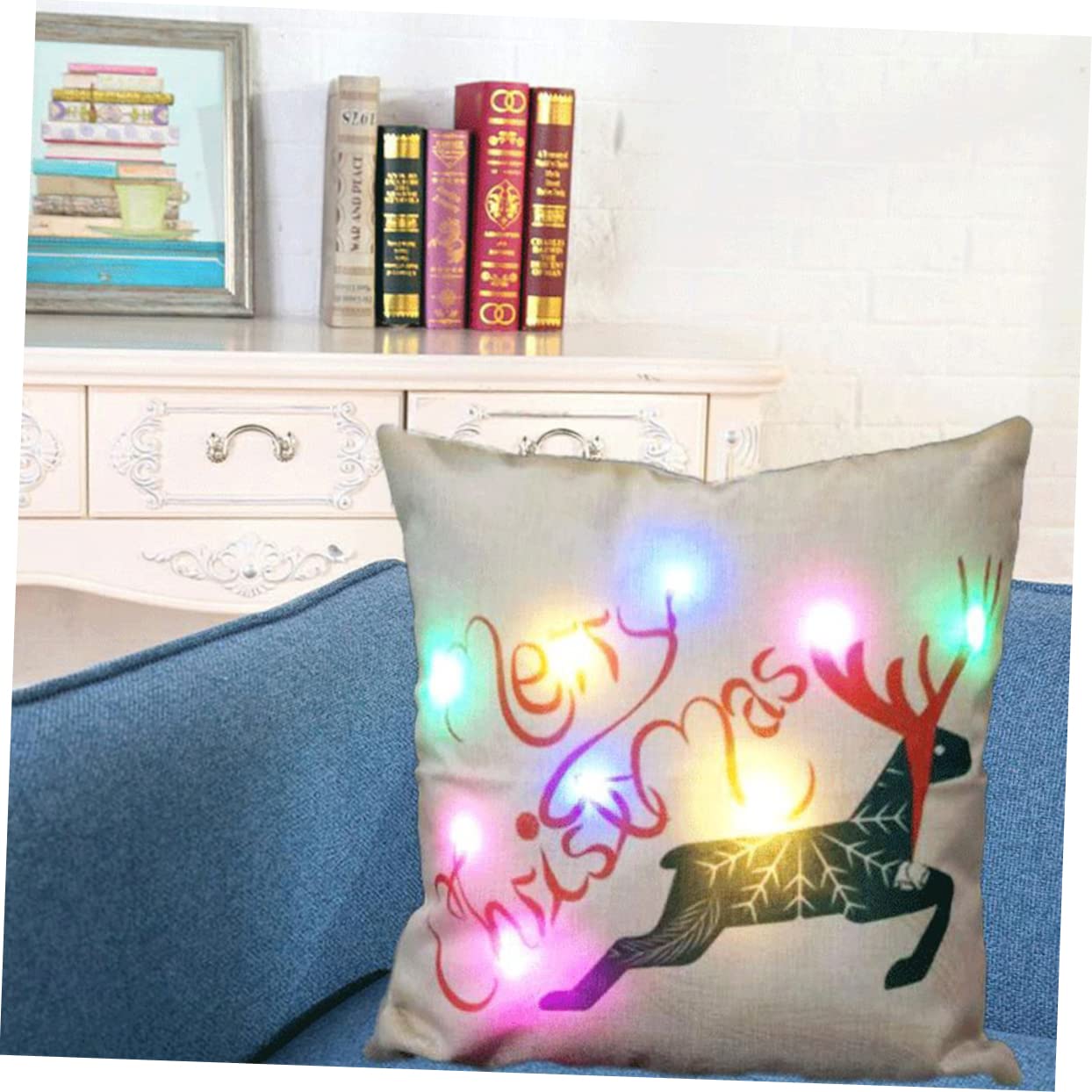PRETYZOOM 3 Piezas Funda Almohada Navidad Funda Almohada Cuadrada Almohada Decorativa Led Fundas Cojines Decorativos Sofá Fundas Decorativas para Cojines Decorar Brillar