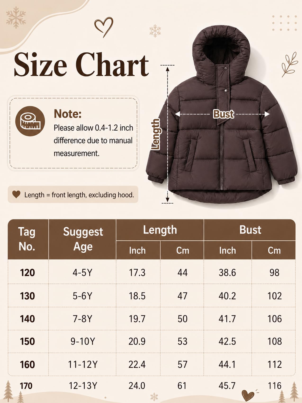 Piumino con Cappuccio Ragazze Cappotto Invernale Antivento Giacca Trapuntata Cerniere Giacca Calda Casual 4-13 Anni