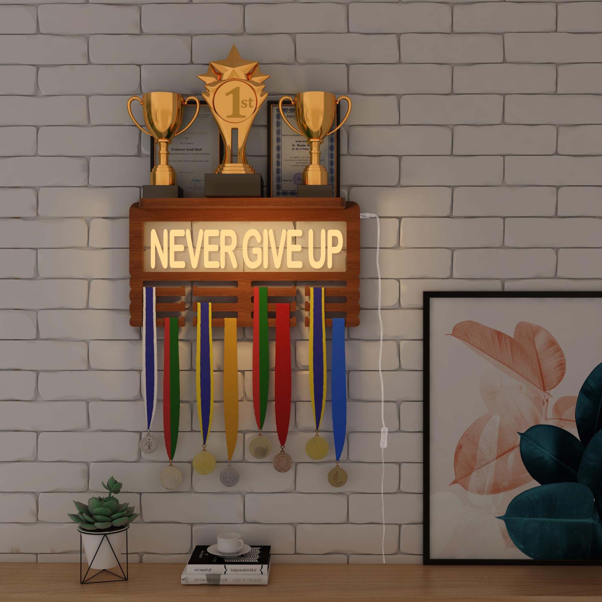 Beleuchteter Medaillenaufhänger, Ammonitenhalter für Auszeichnungen oder Bänder, Bandhalter mit Sportmotiv für die Wand, Gestell für gestaffelte Auszeichnungen
