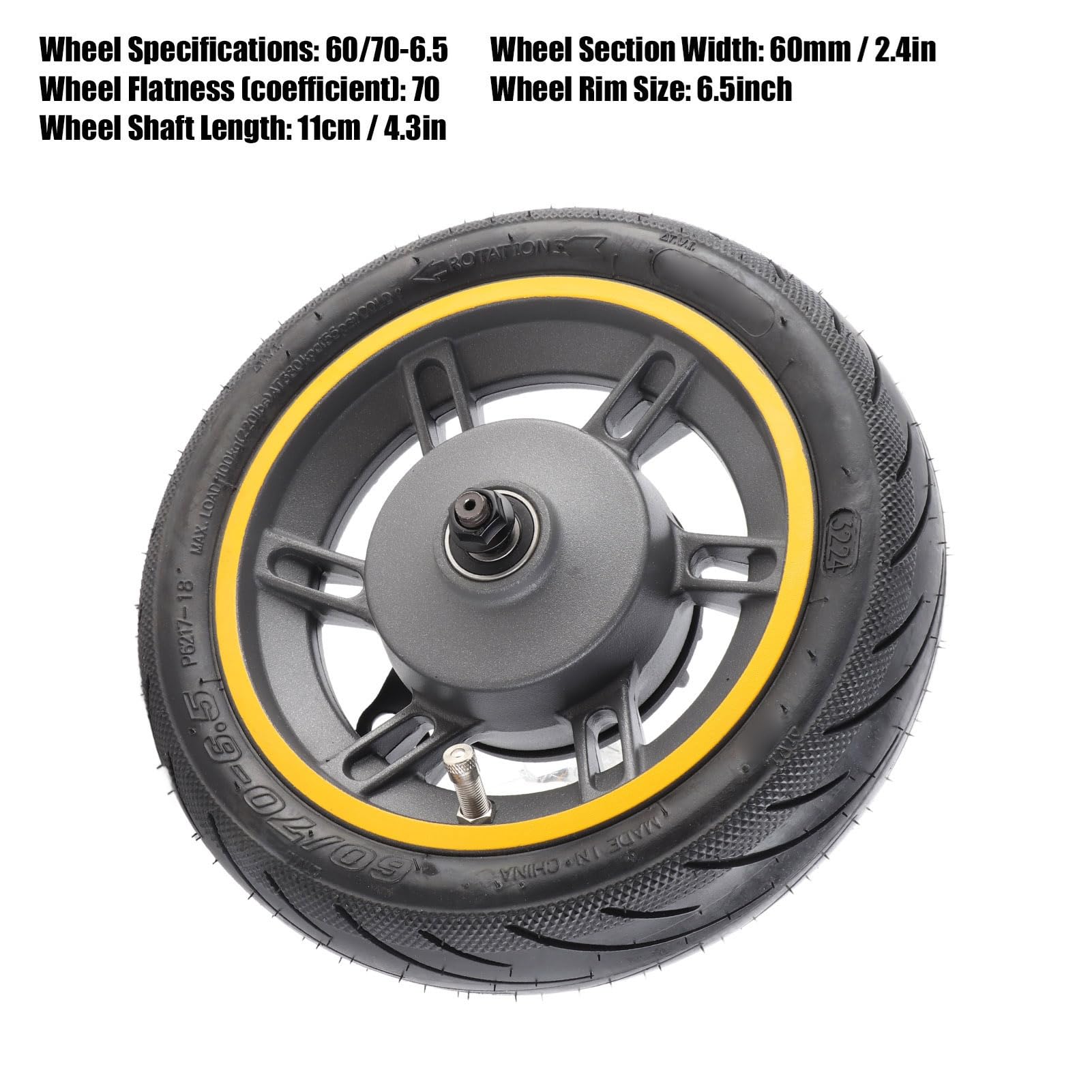 BuyWeek Roue Avant de Scooter Électrique pour Ninebot 9 Max G30, 60/70‑6,5 Pneu de Roue Avant de Trottinette Électrique de 10 Pouces avec Frein à Tambour