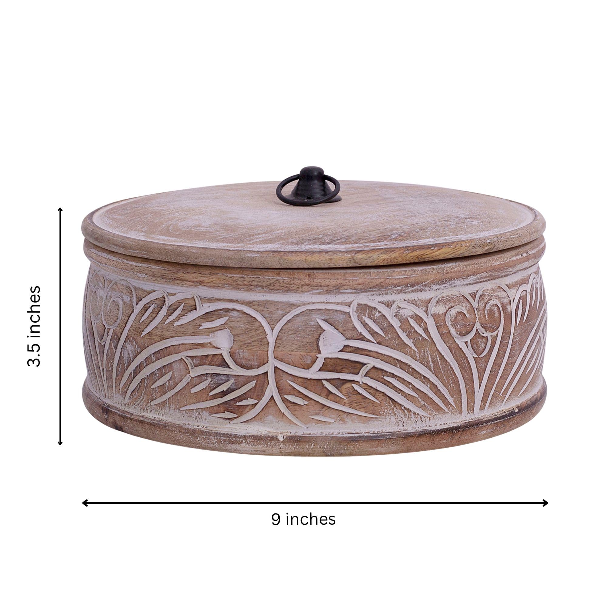 Panier à tortilla mexicain en bois fabriqué à la main - Boîte à pain indien Chapati Roti - Boîte à crêpes - Cocotte avec couvercle - Décoration pour la maison, la cuisine, la salle à manger - Marron