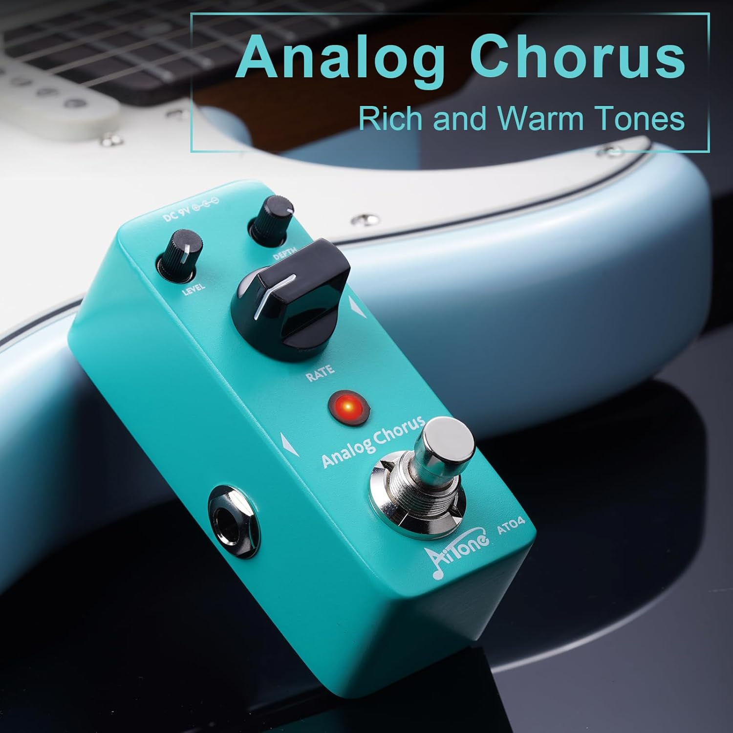 AITONE Chorus Pedal Premium Analog Chorus Effect for Electric Guitar True Bypass Rich and Warm Tones Compact Mini Pedal (AT-04)
