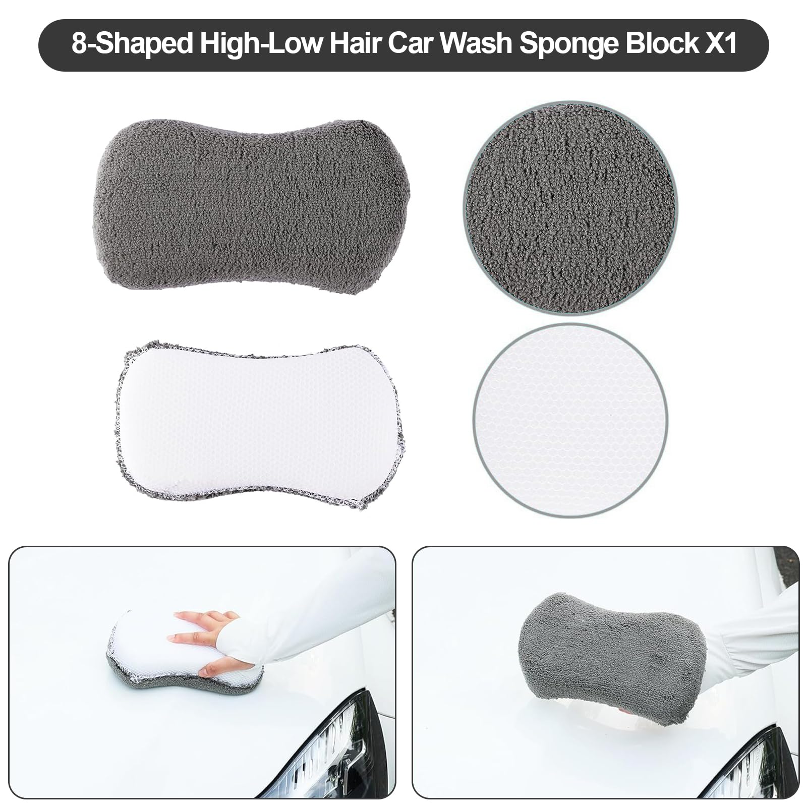 EOFJRUC 9-Piece Car Cleaning Kit - Complete Car Detailing Tools Set with Tire Brush, Wash Sponge, Microfiber Towels & Mitt, for Interior Exterior Auto, Truck, SUV, RV, Window & Glass Cleaning