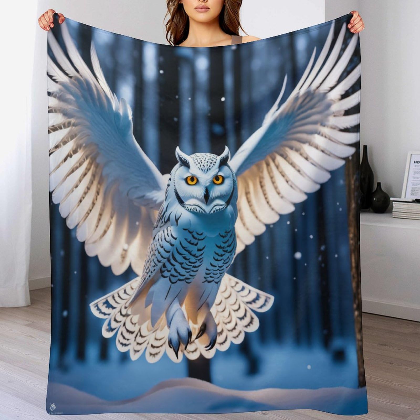 Couverture pour enfants et adultes en flannel douce Hibou pour lit 180x200