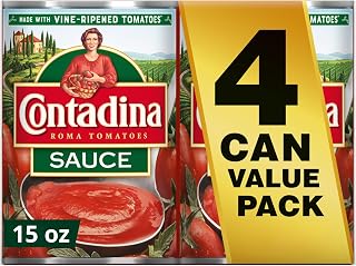 Contadina Tomato Sauce 15 oz Cans, Pack of 4 - Fresh Roma Tomatoes for Authentic Italian Pasta, Pizza & Sauces