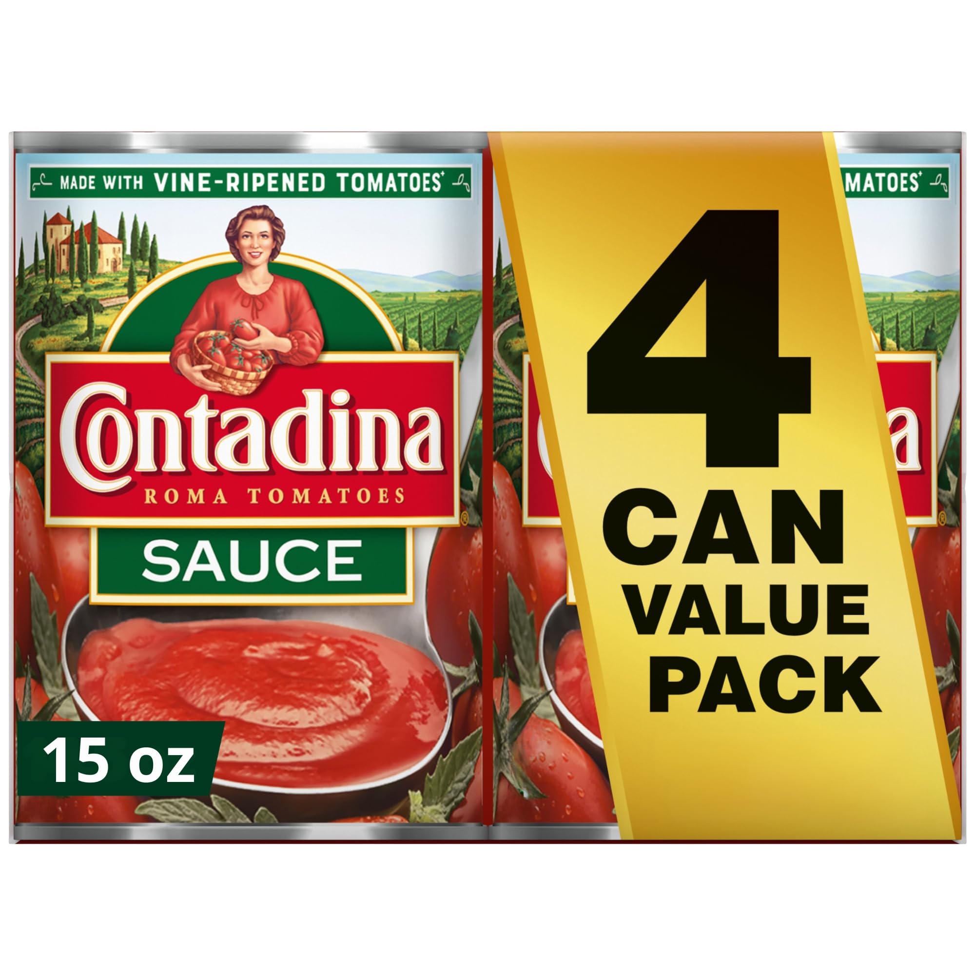 Canned Tomato Sauce, 15 oz (Pack of 4 Cans)